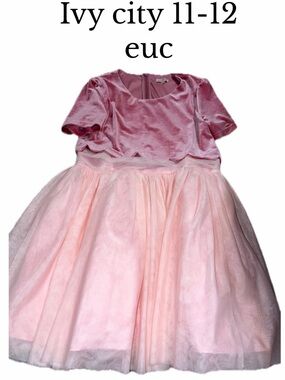 Ivy city kids 11-12 pink tulle velvet fancy dress girls
